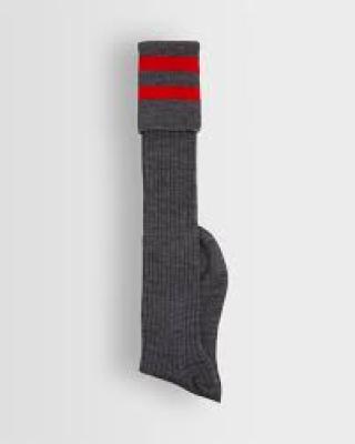 Scholastic Grey Red Stripes Socks Xlarge